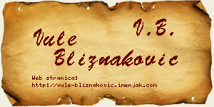 Vule Bliznaković vizit kartica